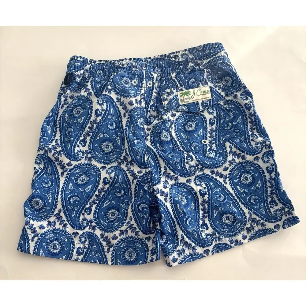 J.Crew Crewcuts Swim Trunks - Boys Size 4 Blue Paisley